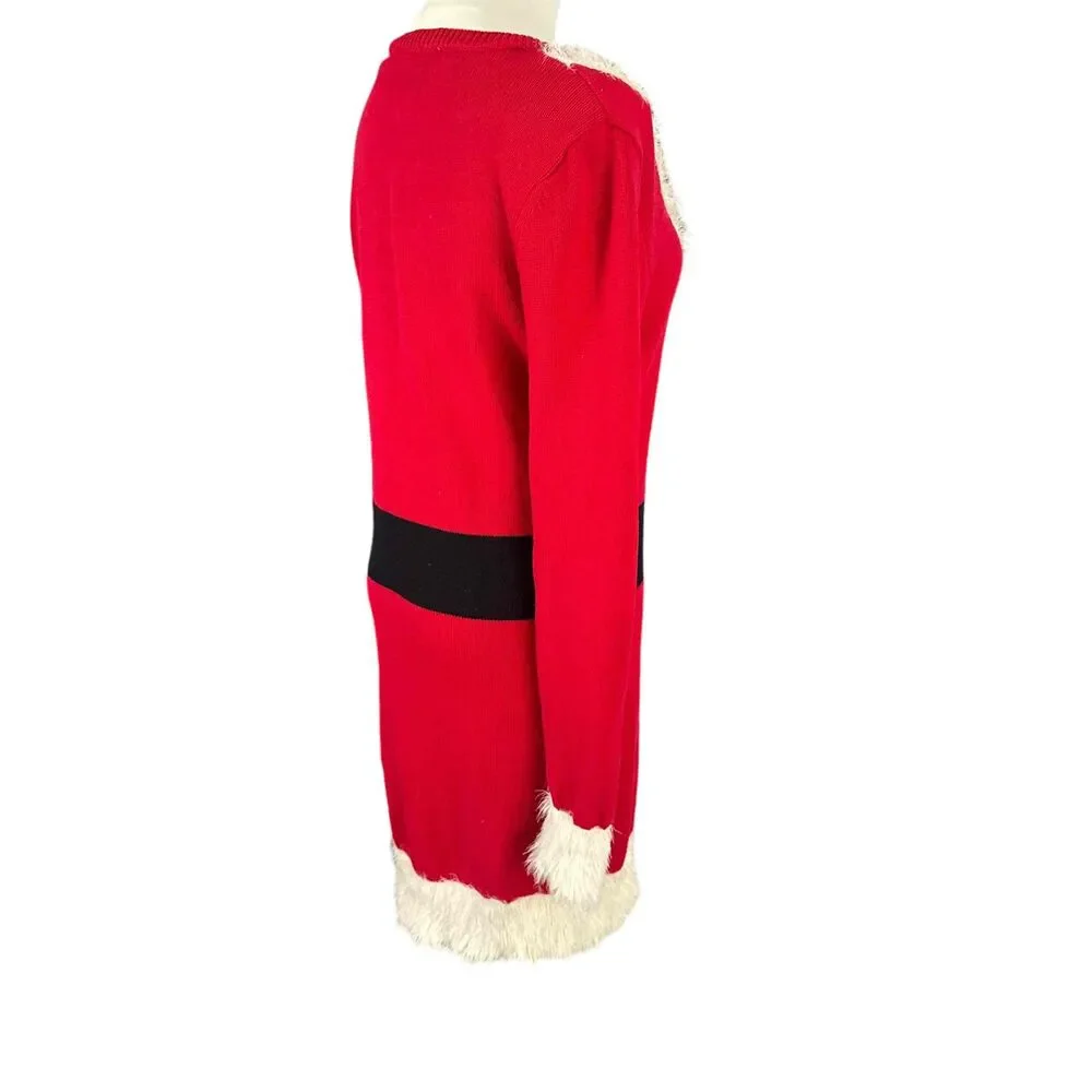 Sweater Project Red Santa Knit Sweater Dress Large Santacon Holiday Christmas - Picture 11 of 14